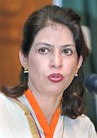 Pakistan's Foreign Ministry spokeswoman Tasnim Aslam speaks during a press conference in Islamabad, Tuesday, August 15, 2006 