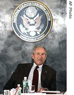 President Bush at a meeting with the Homeland Security Team at the National Counterterrorism Center