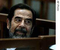 Saddam Hussein in court 