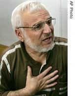 Abdel Aziz Dweik reacts during a hearing at Israeli military court,  Aug. 22, 2006 