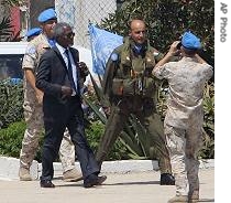 UN Secretary-General Kofi Annan, third right, leaves southern headquarters of UNIFIL, in Naqura, August 29, 2006 