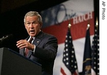 President Bush gestures during a fundraiser for the reelection campaign of Sen Orrin Hatch