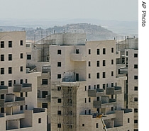 A partially constructed building in the West Bank Jewish settlement of Beitar Illit, Sunday, Aug. 22, 2004