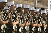 France's Foreign Legion soldiers before a ceremony to officially open the first bridge in Lebanon to be built by them, on a highway near the town of Damour