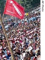 Nepal Maoist affiliated students union activists gather to demand date for constituent assembly elections in Katmandu, September 18, 2006 