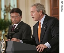 President Bush holds a joint press conference with Pakistan President General Pervez Musharraf