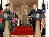 President Bush and Afghanistan's President Hamid Karzai hold a joint press conference, September 26, 2006
