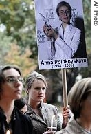 Candlelight vigil to honor slain Russian journalist Anna Politkovskaya at the Embassy of the Russian Federation, in Washington