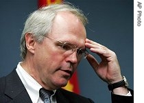 U.S. Assistant Secretary of State Christopher Hill takes a question at a press conference in Beijing Tuesday Oct. 31, 2006