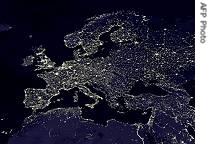 Undated visualization picture from NASA shows a view of Europe at night 