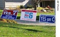 Signs urge South Dakota voters to repeal video lottery, approve ban of nearly all abortions in the state and pass amendment defining marriage as union of only a man and a woman 