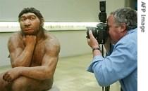 A photographer takes pictures of the Neanderthal man at the Prehistoric Museum in Halle, Germany