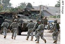 US troops of 172nd Stryker brigade patrol streets of central Baghdad, Nov. 7, 2006