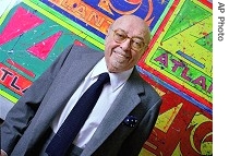 Atlantic Records co-chairman and founder Ahmet Ertegun poses in label's New York offices (file)