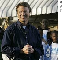 John Edwards announces his candidacy for president in an area affected by Hurricane Katrina in New Orleans, 28 Dec 2006