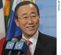 New UN Secretary-General Ban Ki-moon gives a news conference at UN headquarters, 2 Jan 2007