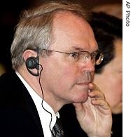 U.S. Assistant Secretary of State Christopher Hill listens to a speaker during the opening of another round of the six-party talks, 8 Feb 2007