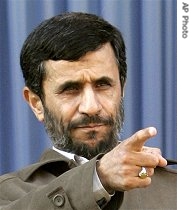 Iranian President Mahmoud Ahmadinejad during a public gathering, 20 Feb 2007<br />