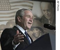 President Bush gestures while speaking at the American Legion 47th National Conference, in Washington, 6 March 2007 