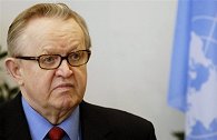United Nations special envoy Martti Ahtisaari attends a meeting with Serbian and Kosovo Albanian leaders about Kosovo's future in Vienna