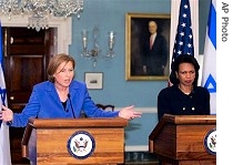 Israel's Foreign Minister Tzipi Livni (l) and US Secretary of State Condoleezza Rice