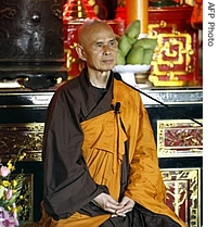 Zen Buddhist leader Thich Nhat Hanh sits at the opening of a three-day requiem for those killed on both sides of the Vietnam War, 16 Mar 2007