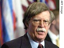 John Bolton speaks to the media at United Nations, Aug. 7, 2006 
