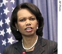 Condoleezza Rice speaks during a joint press conference with Palestinian President Mahmoud Abbas, not seen, in West Bank town of Ramallah, 25 Mar 2007