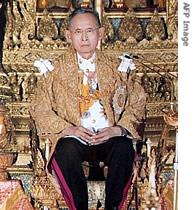Thai King Bhumibol Adulyadej sitting during his 79th birthday at the Palace in Bangkok, 05 Dec 2006