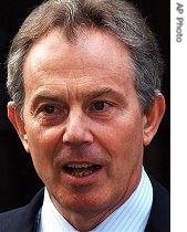Tony Blair during his statement outside 10 Downing Street, London, on the announcement by Iranian President Mahmoud Ahmadinejad, of the release of British sailors and marines, 04 Apr 2007