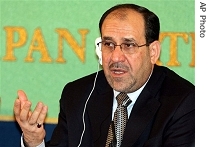 Iraqi Prime Minister Nouri al-Maliki holds a press conference in Tokyo Tuesday, 10 April 2007