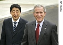 Shinzo Abe, left, and  George W. Bush 27 Apr 2007