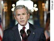 President Bush speaking at the White House, 1 May 2007