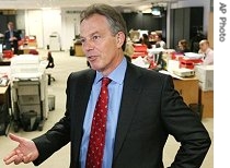 Tony Blair speaks about the various elections, at Labor Party's headquarters in London, 04 May 2007