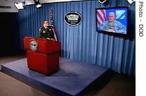 U.S. Army Maj. Gen. Rick Lynch speaks with Pentagon reporters via satellite, providing an update on current operations in Iraq, 04 May 2007