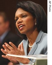U.S. Secretary of State Condoleezza Rice testifies on Capitol Hill in Washington, 10 May 2007