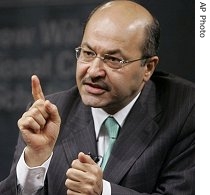Iraq's Deputy Prime Minister Barham Salih gestures while addressing a forum at the Ronald Reagan Building in Washington, 14 May 2007