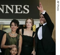 From left: Mariane Pearl, Angelina Jolie and Bradd Pitt at Cannes Film Festival, 21 May 2007