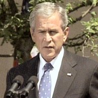 U.S. President Bush holds a press conference in Rose Gardent at the White House in Washington, 24 May 07