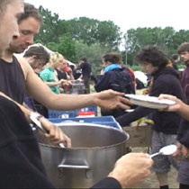 Volunteers help feed the G8 Demonstrators