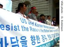 Demostrators at US Capitol protest US-South Korean trade agreement