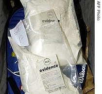 Cocaine is presented as evidence in a case at the Federal High Court in Lagos, Nigeria (File)