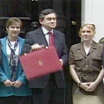 Brown holding the budget box