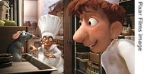 Remy, Linguini and chef in  scene from <i>Ratatouille</i>