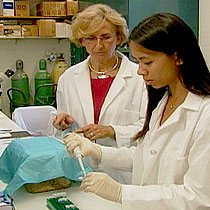 Dr. Zukowska and colleague in lab