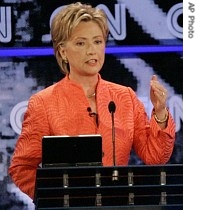 Democratic presidential hopeful Senator Hillary Rodham Clinton at The Citadel military college debate, 23 July 2007