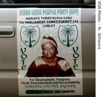Hariatu Turay advertises her campaign
