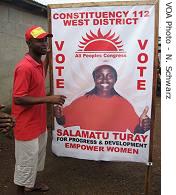 Salamatu Turay is running in for an opposing party  