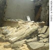 A building destroyed high tides