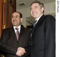 Iraq's PM Nuri al-Maliki, left, with Britain's Gordon Brown in Baghdad<br>(File Photo - 11 June 2007)<br />